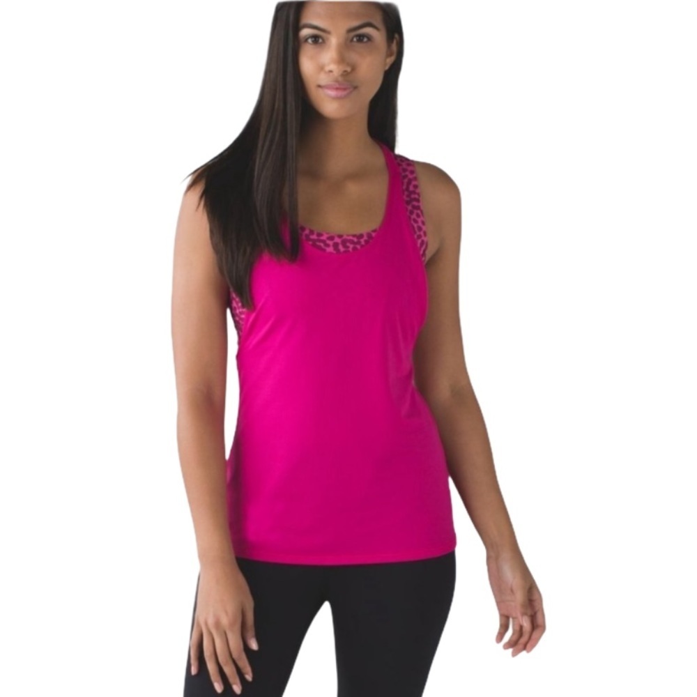 Lululemon Pink Cheetah All Sport Support Tank 6